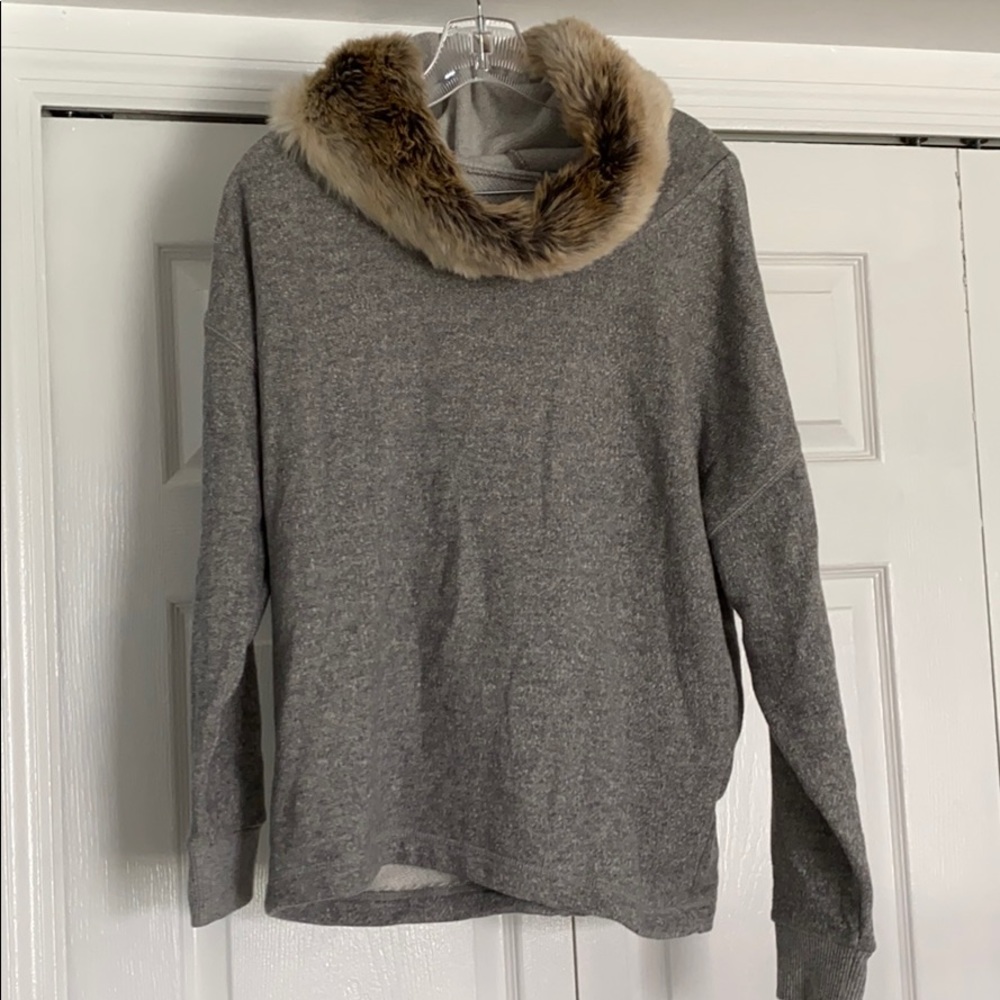 Fur lined neck sweater